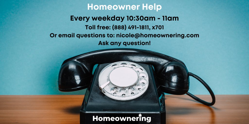 Homeownering's tweet photo. Soon it'll be 10:30 EST, our daily call in time where you can get your homeowner questions answered - call our number or email in your questions. Ask us anything! #homeownering #realestate #homeownerhelp https://t.co/m8i25rFrvT