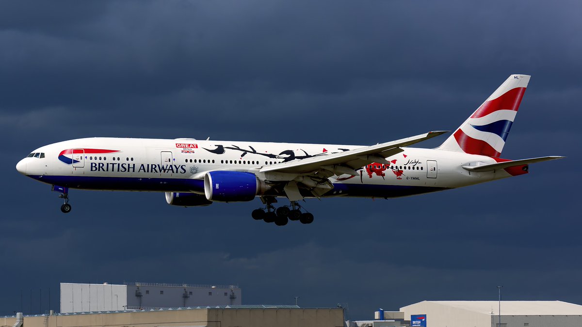 Spotterdiary2's tweet photo. @British_Airways #boeing777 #GYMML arrives to @HeathrowAirport just seconds before the storm.
#aviation #aviator #aviationpics #aircraftgallery #aviationdaily #planes #aircraft #avgeek @yourHeathrow https://t.co/AkihFk1iqM