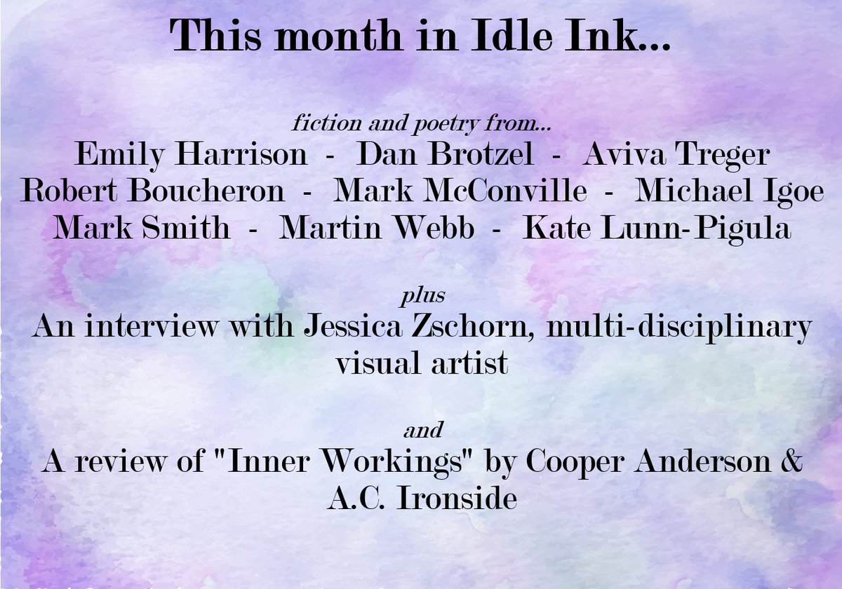 _IdleInk_'s tweet photo. Coming this Saturday!
Featuring @emily__harrison @brotzel_fiction @Aviva321 @rboucheron @Writer1990Mark @MichaelIgoe5 @MarkAnthonySm16 @MWebbAuthor Kate Lunn-Pigula Jessica Zschorn @Cooperthewriter @a_ironside https://t.co/hX1lvINvCn