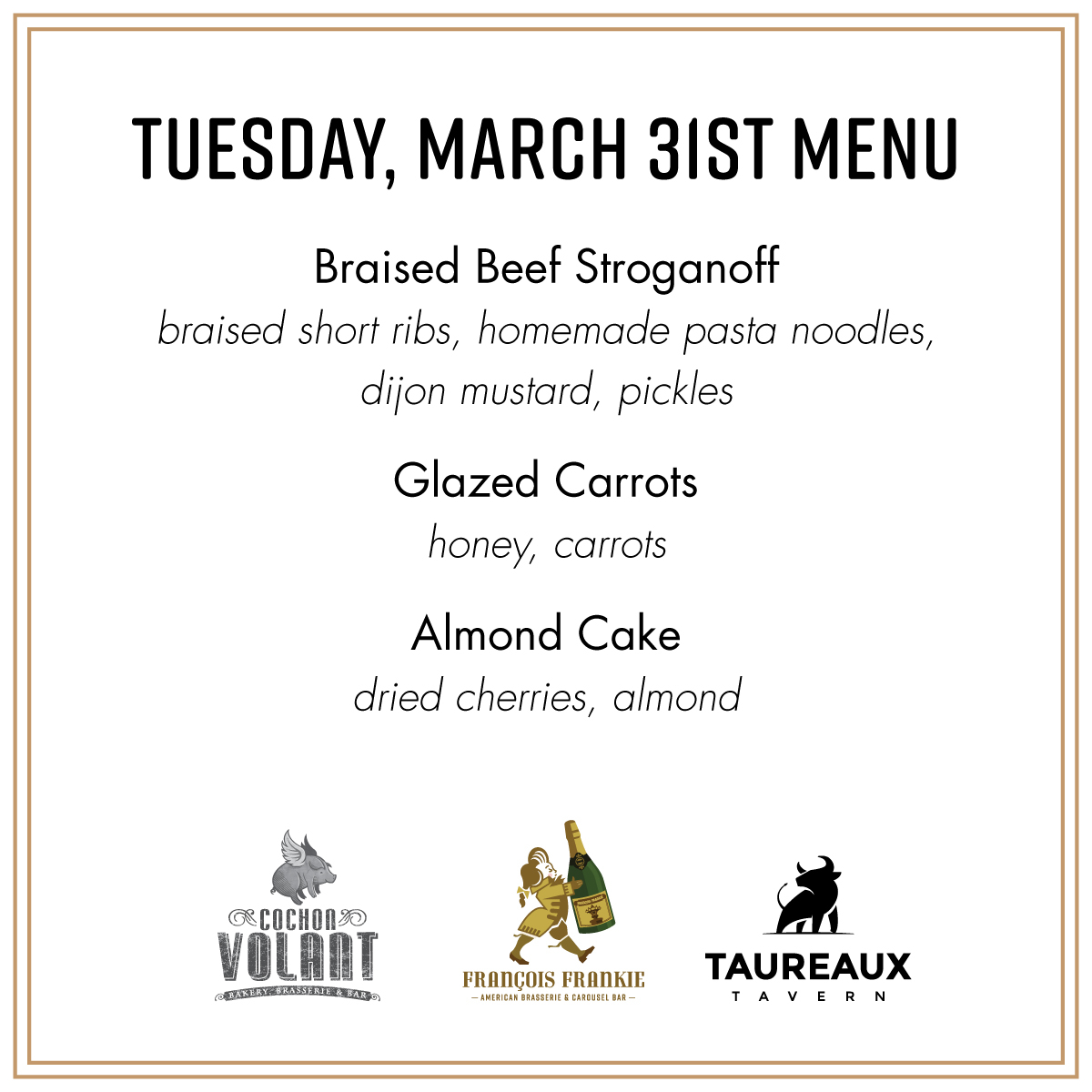 cochonvolant_'s tweet photo. No need to make dinner tonight, just order up Chef Mike's Tuesday menu through Tock! Meals are selling out fast: https://t.co/JXTy3zU78r https://t.co/8HDqgob7Z8