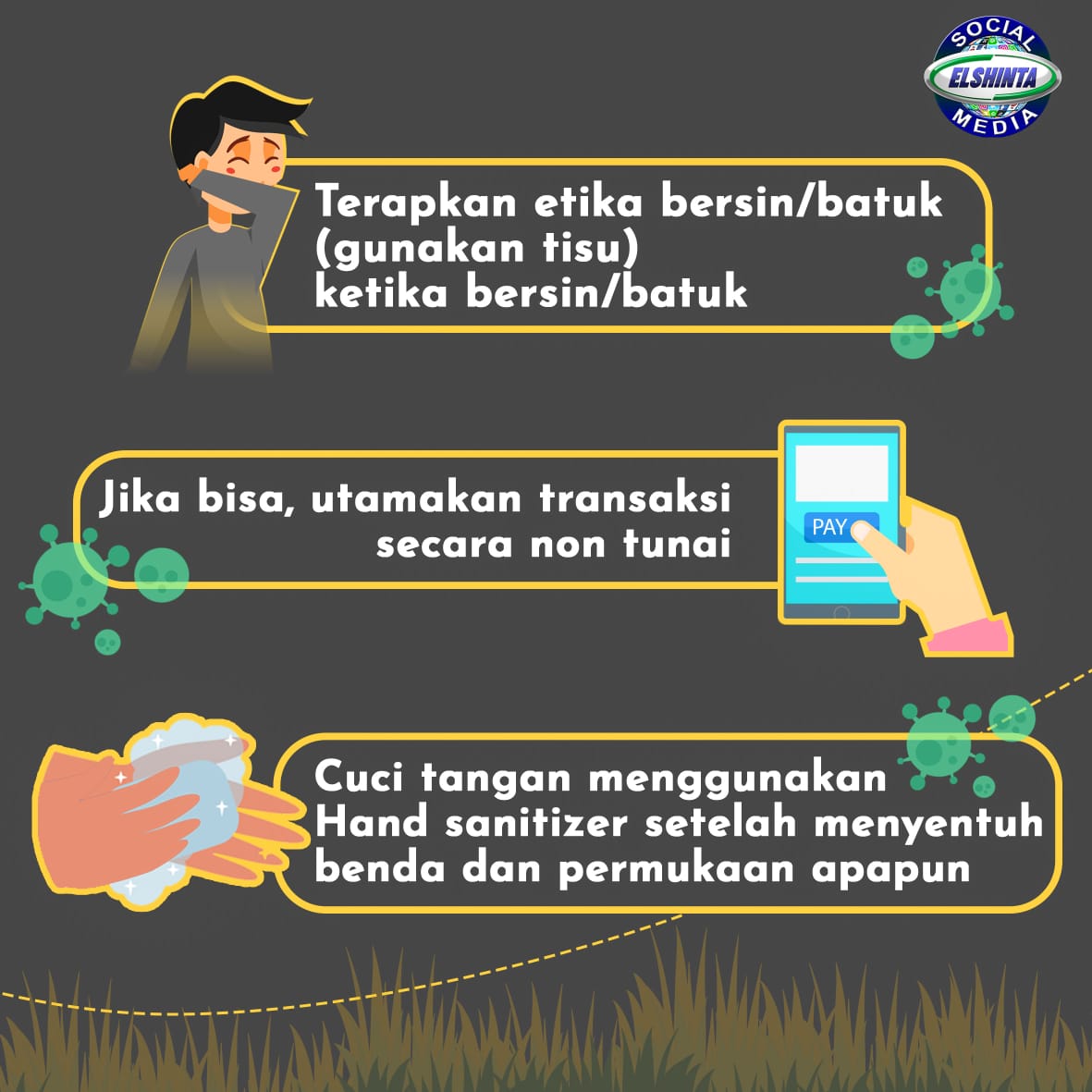 RadioElshinta's tweet photo. Jika terpaksa keluar rumah, tolong gunakan masker ya..

Jaga kesehatan, jaga kebersihan, jaga jarak,

Semoga wabah ini segera berlalu, aamiin.. 

Terus #DengerinElshintaDiRumahAja
https://t.co/a4uw2eBAYu