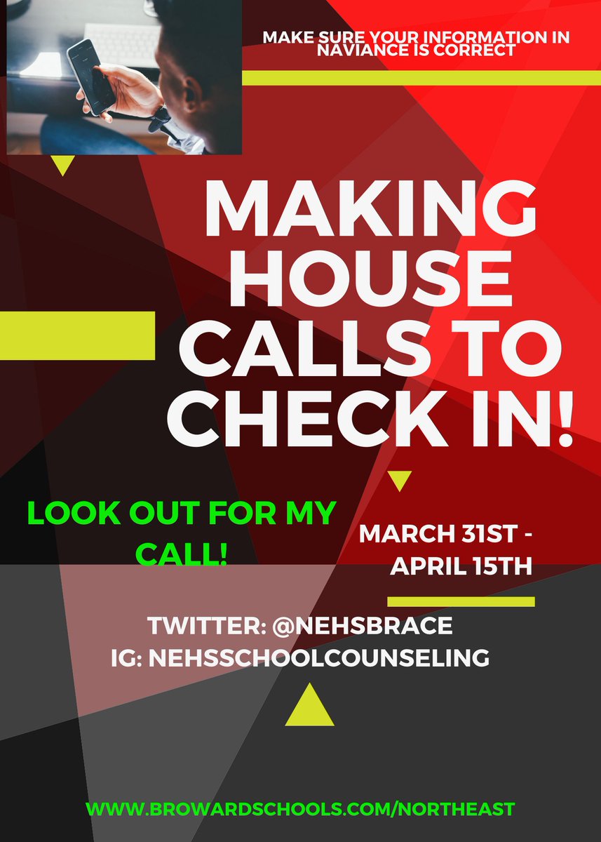 NEHSBRACE's tweet photo. Making house calls to check in! Make sure your number in your Naviance account is accurate! https://t.co/VvPpO5EENu