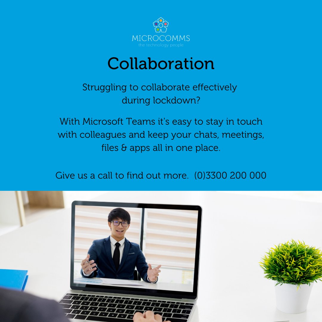 MicrocommsPS's tweet image. If you haven&apos;t got the right software or apps, then collaborating with your colleagues whilst working separately will be difficult. Using Microsoft Teams will help you and your team, work more efficiently.  #lockdown #pandemicplanning #microcomms #thetechnologypeople