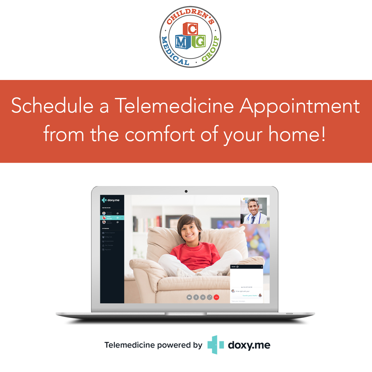 ChildrensMedGrp's tweet photo. After-Hours Clinic Update: As we continue to be here for you and your family, We will offer telemedicine appointments Monday - Friday from 5:00pm to 6:30pm. 

Call 601-362-8776 to request an appointment. 

#ChildrensMedicalGroup #Telemedicine #AfterHoursClinic https://t.co/Mz4FUEaXeO