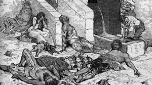 The Black Death was the first major European outbreak of plague and the second plague pandemic. The plague created a number of religious, social and economic upheavals, with profound effects on the course of European history. The Black Death probably originated in Central Asia.