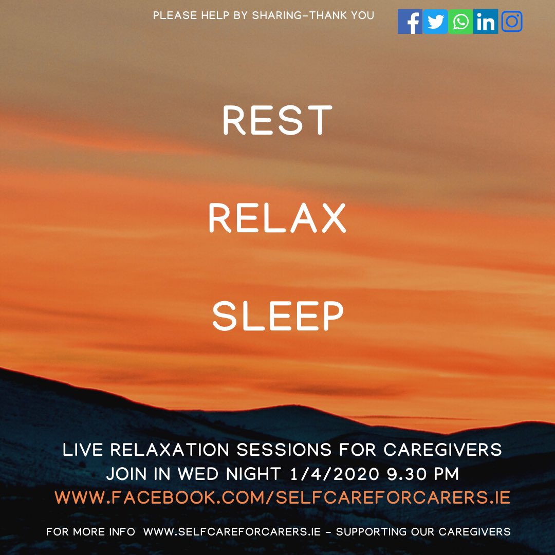 <a href="/TheMarketGazer/">Market Gazer</a> <a href="/ciarakellydoc/">Dr Ciara Kelly</a> <a href="/NewstalkFM/">NewstalkFM</a> Dr Ciara, We are running free live evening relaxation sessions for healthcare staff. Badly needed. Fantastic feedback from staff nationwide. Can you pls mention next one tomorrow at 9.30 pm. Happy to talk about them on show too. thank u Karen SelfCareforCarers.ie
