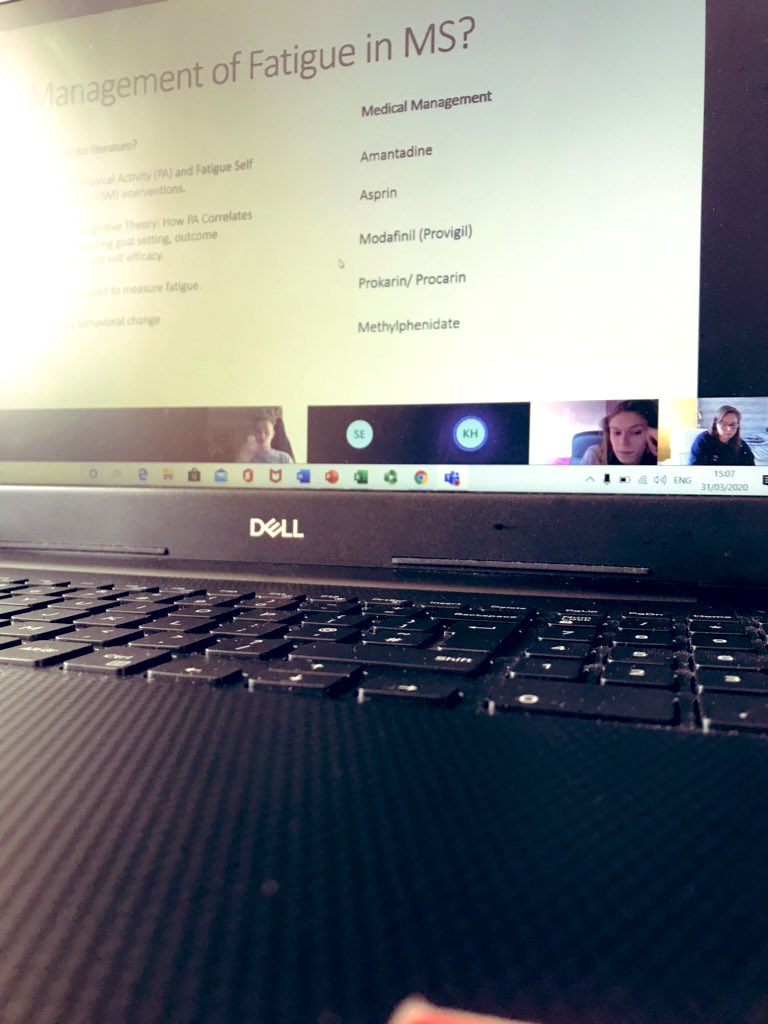 Gee_WalkerPT's tweet photo. Microsoft Teams keeping us connected and making sure we can get our presentation on fatigue in Multiple Sclerosis completed ✅ #MScPhysiotherapy #vivaprep @physio_soton @thecspstudents https://t.co/b0zqiudCuw