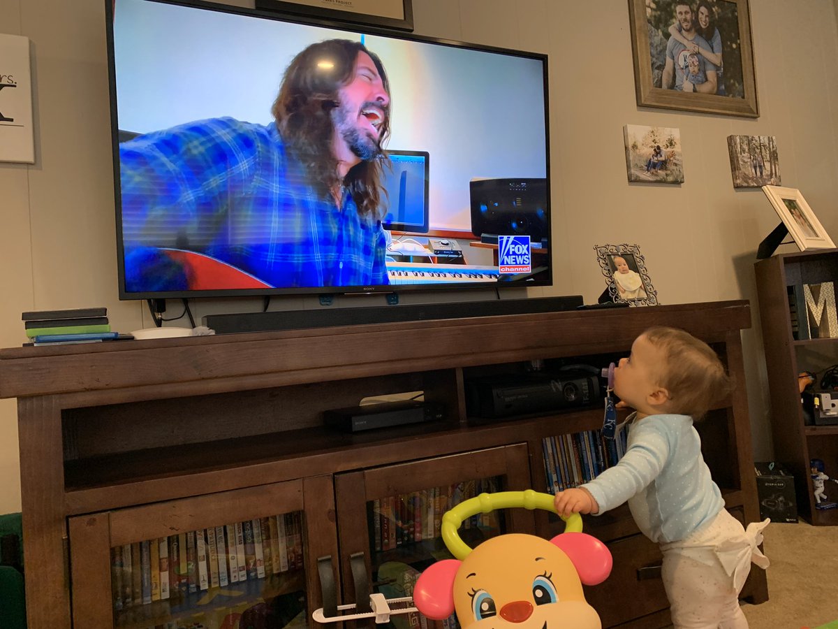 mikebechina's tweet photo. @foofighters you have a new fan!! 11 month old Anna wouldnโt look away! #rockstarinthemaking #myhero #startemyoungtogrowupright https://t.co/TyxRI2svs2