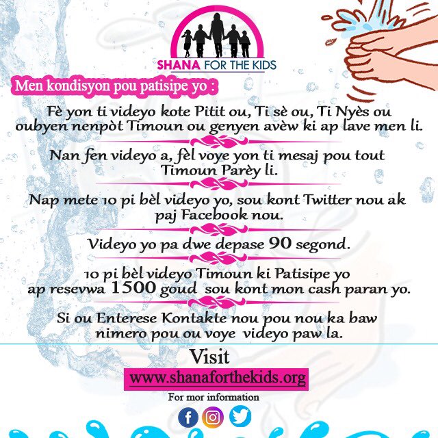 shanaforthekids's tweet photo. 🚨🚨🚨🚨🚨🚨🚨🚨🚨🚨🚨🚨🚨
Nou Sou Dezyèm Jou
Men Nimero Pou Nou Voye Videyo yo
WHATSSAP: 31 35 2785
Nap Tann Ou!!!!
#Kovid19GiveAway
#Timounkontechallenge
#Lavemenchallenge
#Pabliyetimounyochallenge
#Sansibilizasyon
#PrekosyonPaKapon
#SftkChallenge
#Kovid19
#PaBliyeTimounYo https://t.co/Ybqu4fEoEU