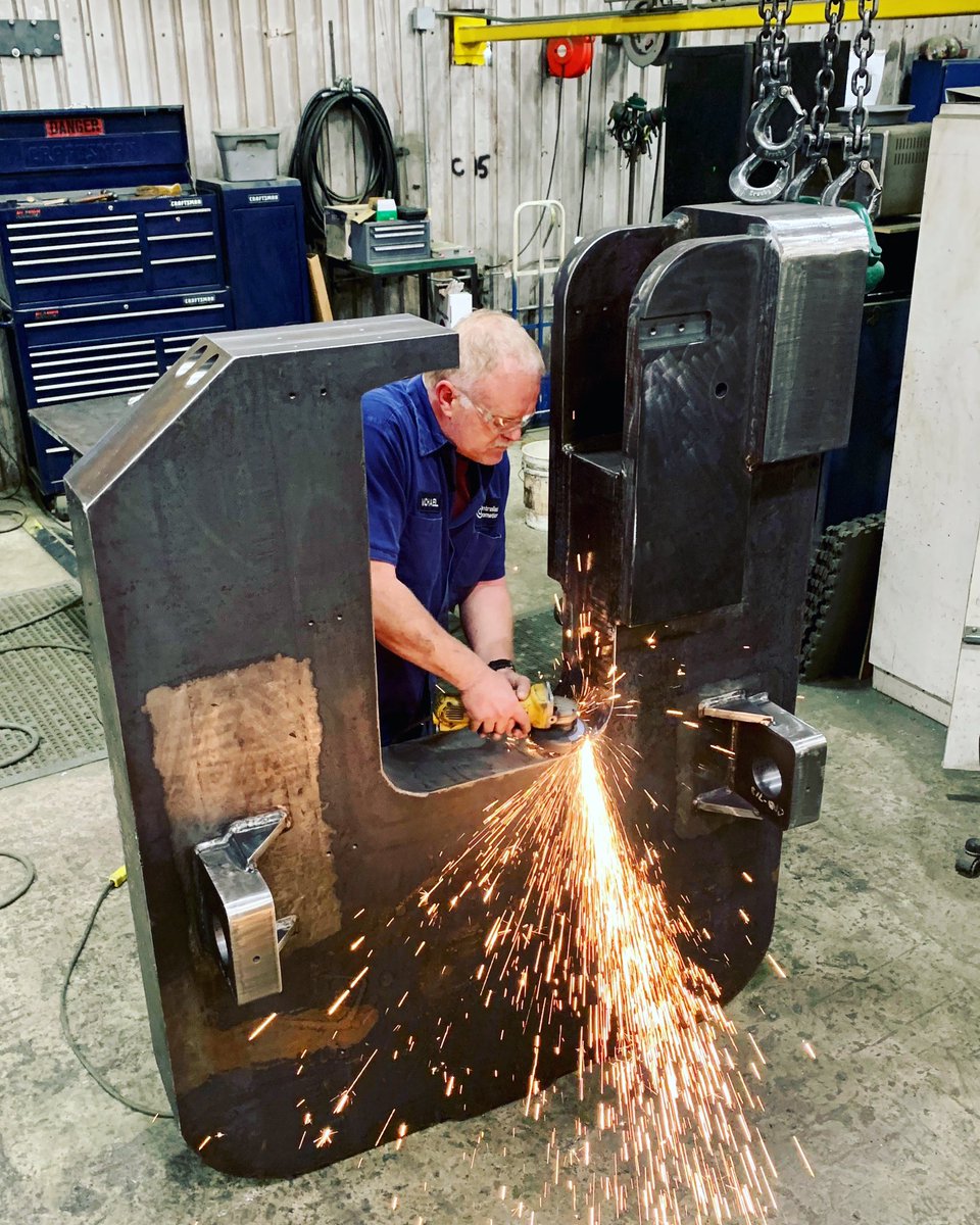 ControlledAutom's tweet photo. It takes a lot of hard work to manufacture our double-punch 30” throat 115-Ton web punch for our BFC-530.  
It still remains the FASTEST way to produce a hole in a beam!  
Our beam punch line is built tough to last decades of hard work. #structuralsteelfab #madeintheusa https://t.co/jtARRN7hpx