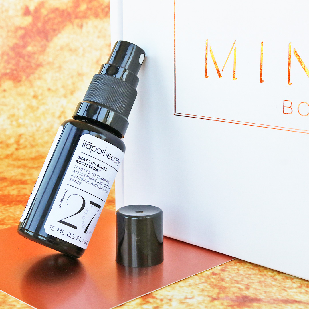 ✨🧡Sneak Peek 🧡✨ An effective and transformative blend of the most powerful essential oils to help uplift your mood and emotions and induce those happy feelings - Ilapothecary Beat The Blues Room Spray - Coming soon #MintdBox #LuxurySkincare