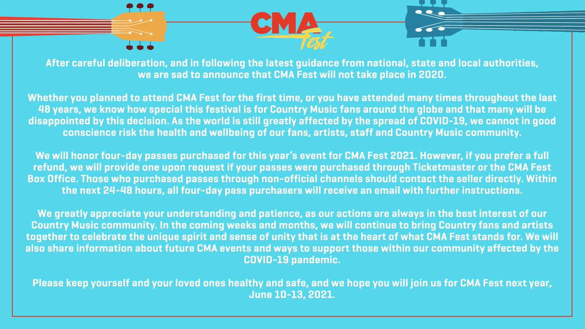 CountryMusic's tweet photo. To our loyal #CMAfest fans https://t.co/CGbN3NRPsa https://t.co/ppE1sLY2RU