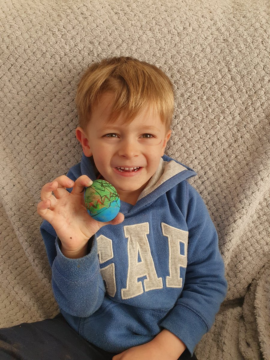 leanne_norris's tweet photo. Hugo having fun painting his boiled egg @BryncethinPS2 https://t.co/eMa7zEZ46d