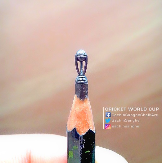 Day:Miniature  @ICC  @cricketworldcup and  @FIFAWorldCup Trophies on pencil lead. #StayHomeStaySafe  #21daylockdown  #21DaysChallenge