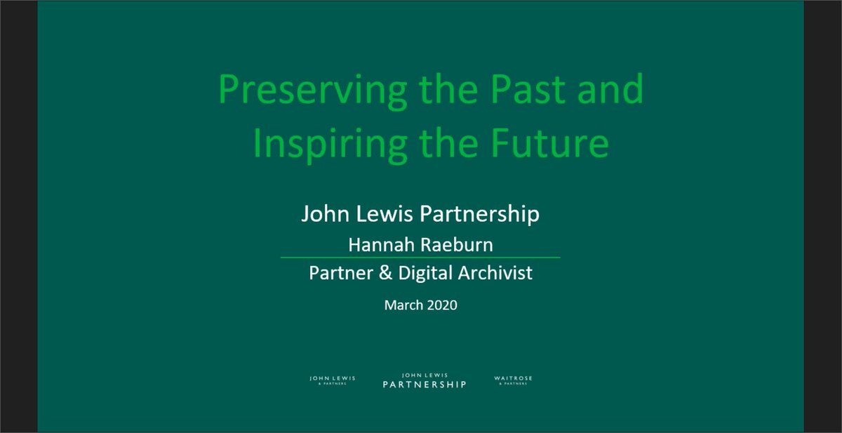 Great to hear Hannah Raeburn’s experience of using Preservica at the John Lewis Partnership Archive #preservicaUG20 #digipres