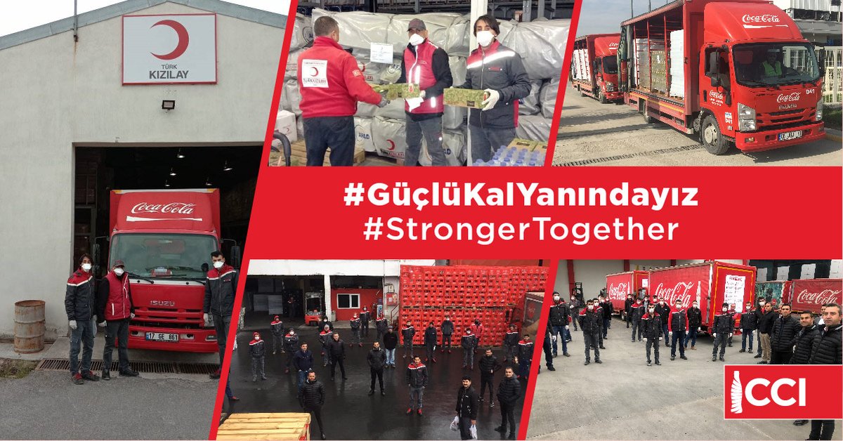 In cooperation Red Crescent we deliver our free products to quarantine areas all across our county. We stand by our people, our health professionals and Turkey. #proudlyCCI #StrongerTogether #CCola