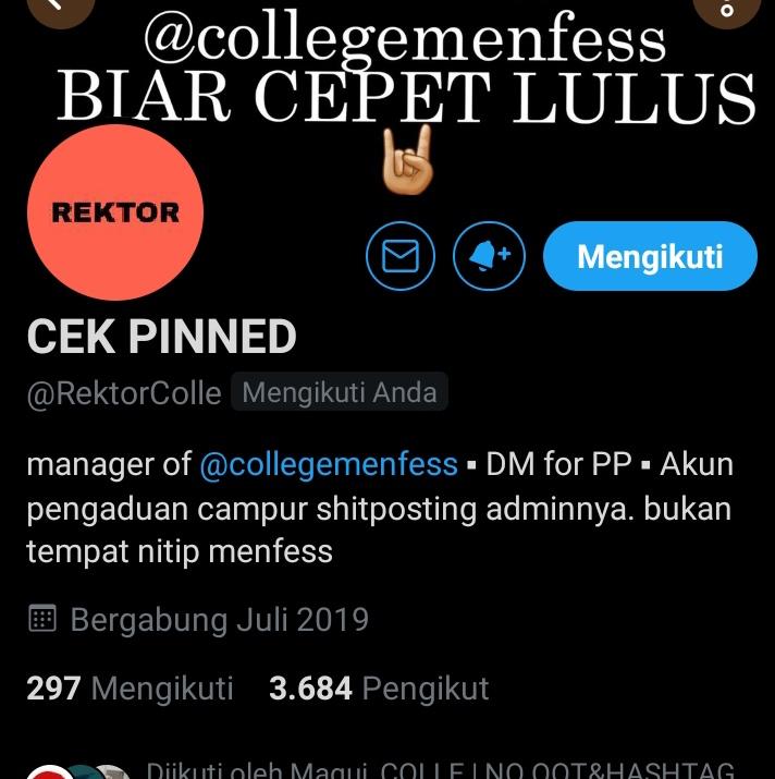 Min kaget malah di follback akun adm nya dong wkwk <a href="/RektorColle/">REKTOR COLLE | MT AFTER DM</a> <a href="/collegemenfess/">COLLE</a>