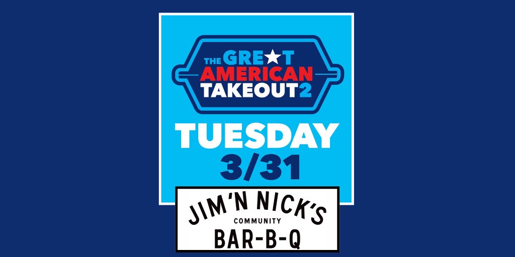 jimnnicksbbq's tweet image. Everybody loves a sequel and this one’s gonna be SMOKIN’! We appreciate your support from the bottom of our hearts and hope to see you for Curbside To-Go service or through our Drive-Thru! #GreatAmericanTakeout