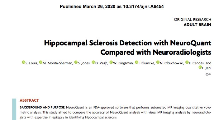 ShreyaLouis's tweet image. First first author paper was officially published five days ago - March 26th 2020!!

Thanks so much to everyone who helped me in this process - special thanks to @LaraJehiMD @IngmarBlumcke

#Epilepsy #NeuroQuant #HippocampalSclerosis
