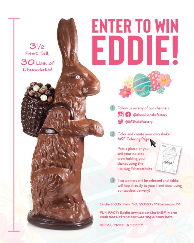 MShakeFactory's tweet photo. New rules to win Eddie:
1. Follow us on any of our channels @themilkshakefactory, @MShakeFactory
2. Color and create your own shake available online https://t.co/WOoyPbCTc4
3. Post a photo of you holding your shakes using the hashtag #shakeashake - 2 winners will be selected! https://t.co/Bspeasi1W3