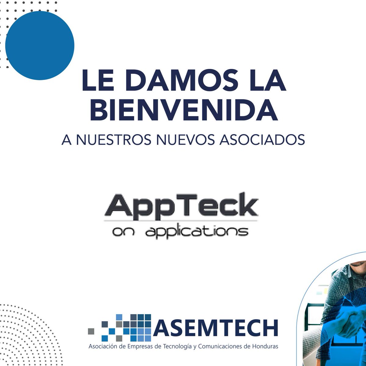 asemtech_'s tweet photo. #AppTeck desde hoy forma parte de nuestros nuevos asociados y le brindamos una jovial bienvenida. https://t.co/4rcC9lRPxm