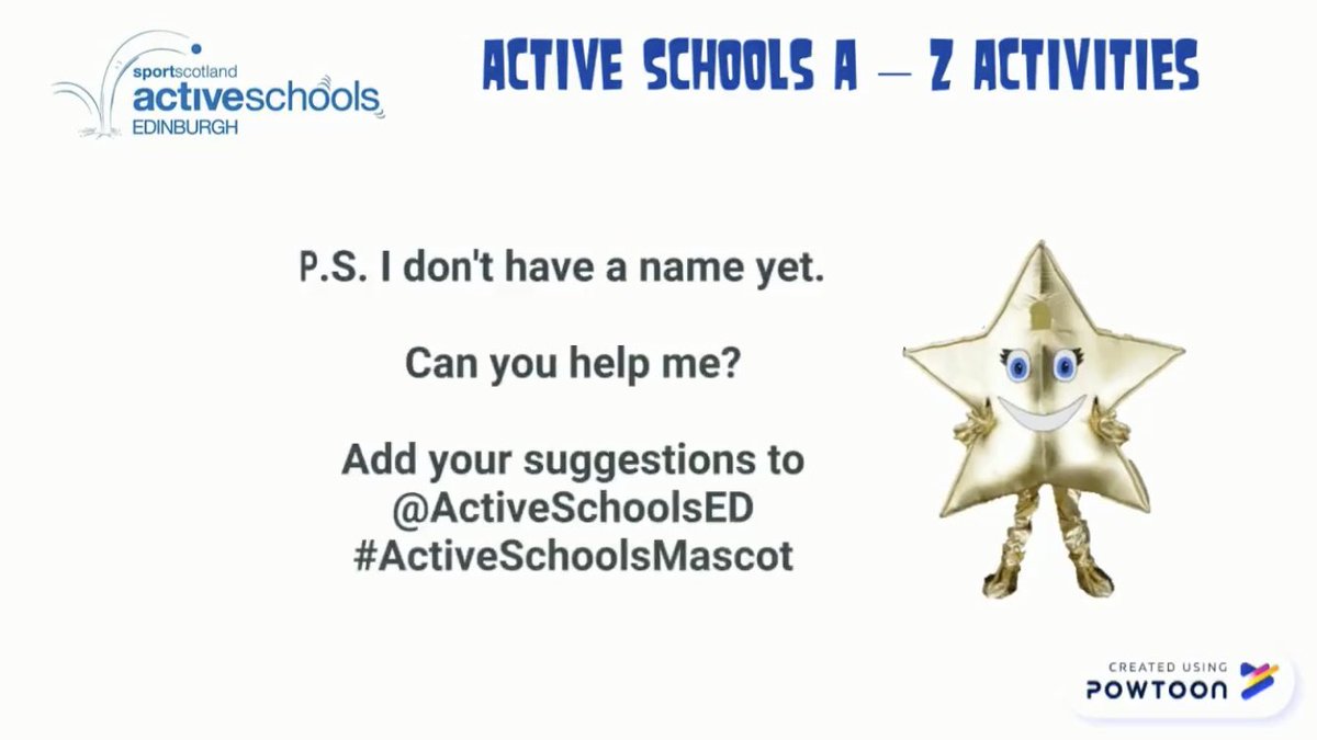 ‼️ We are looking for your help ‼️ Our mascot needs a name - can you think of a good one? 🤩 Tweet us with your suggestions using #ActiveSchoolsMascot Hope you are ready for tomorrow’s 4 C’s challenge #MakingADifference #StayHealthyStayActive @Edinburgh_CC @sportscotland