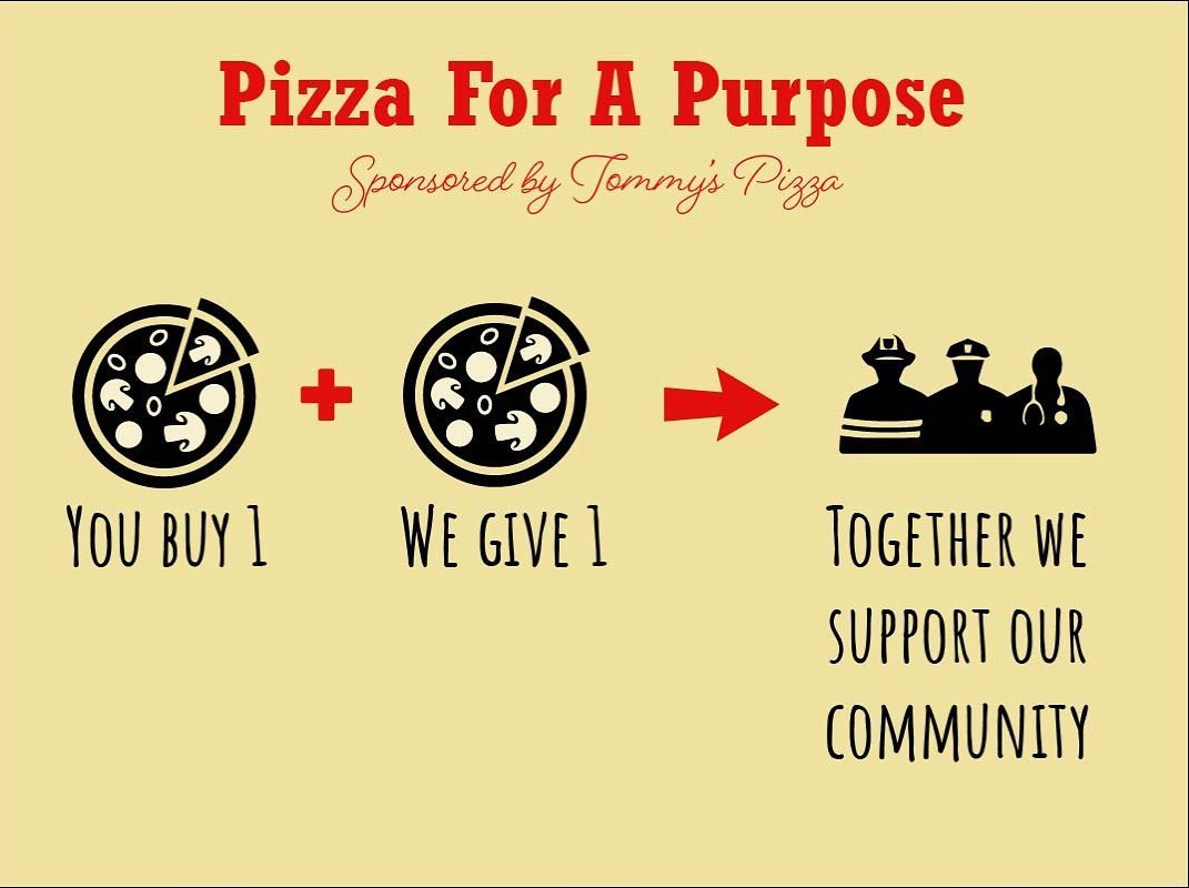 DestGettysburg's tweet photo. Tommy's Pizza started Pizza for a Purpose where they would match the sale of 50 pizzas to donate a total of 100 to emergency workers🍕❤️ They met the total in one night!  

Shout out to the #AdamsTogether community who bought a pie from Tommy's! 👏 https://t.co/FGVMU9USo7