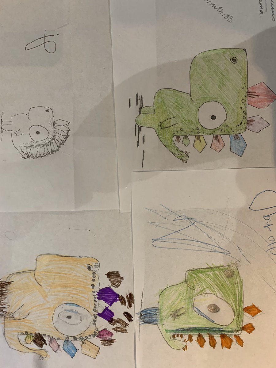 georgialeman's tweet photo. #DrawWithRob @RobBiddulph Otis, Alfie, Aabar and Mama drawing Greg! https://t.co/H4MjTl6V6D