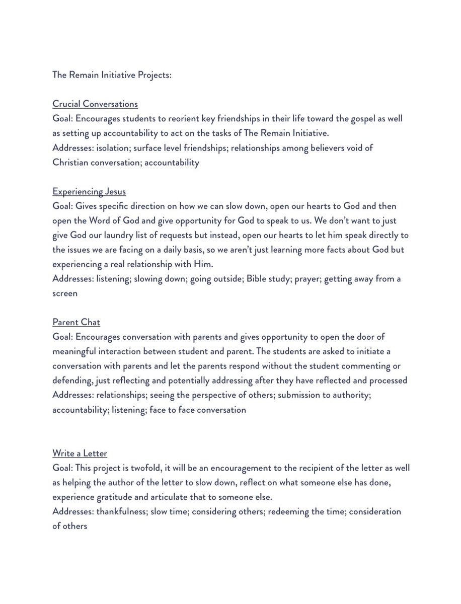 gocrossings's tweet photo. We introduced The Remain Initiative yesterday &amp; will be posting the first challenge today! We’d love families, groups and individuals to participate! Follow along on Instagram or Facebook or go at your own pace. Read about each initiative, in the attached letter. https://t.co/NlhvPNAQDv