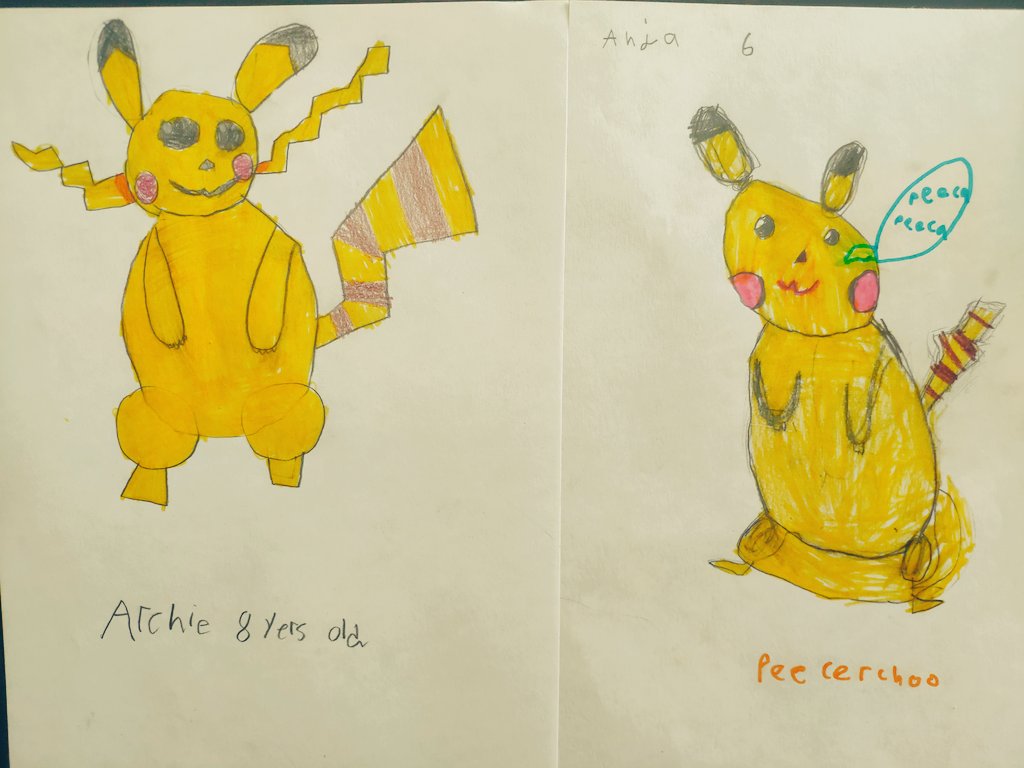 jasrunner's tweet photo. Pikachu, by Archie (aged 8) and Anja (aged 6) @WillSliney #wewilldraw https://t.co/oooA2XfQgu