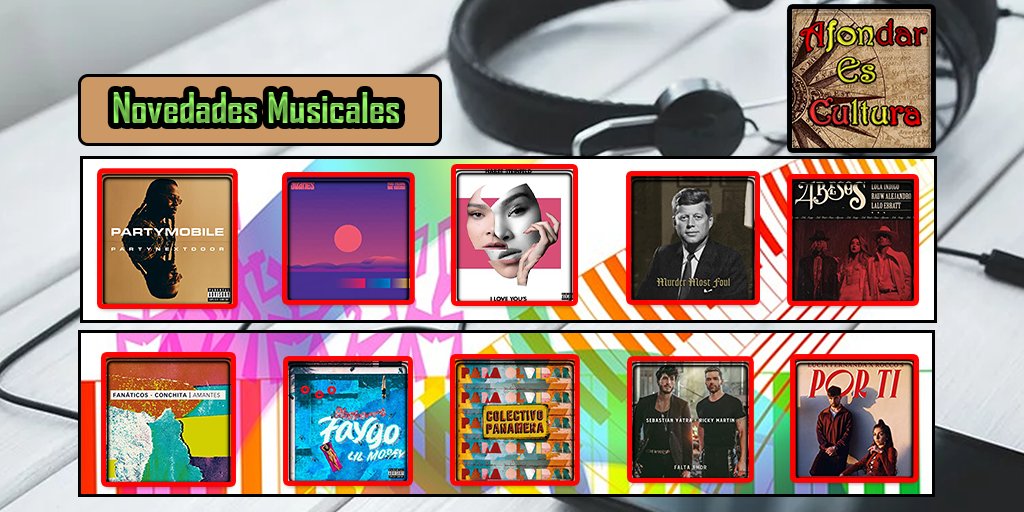 AfondarCultura's tweet photo. Hola #Familia ¿Cómo lleváis el día? Aquí os subimos nuevos temas 🎶🎶.....‼️ @ricky_martin @SebastianYatra @lolaindigomusic @rauwalejandro @LaloEbratt @bobdylan @partynextdoor @rihanna @colectivopanam2 #RoccoS #LuciaFernanda @FANATICOS_WEB @HaileeSteinfeld @juanes https://t.co/JXrL6AKpoB