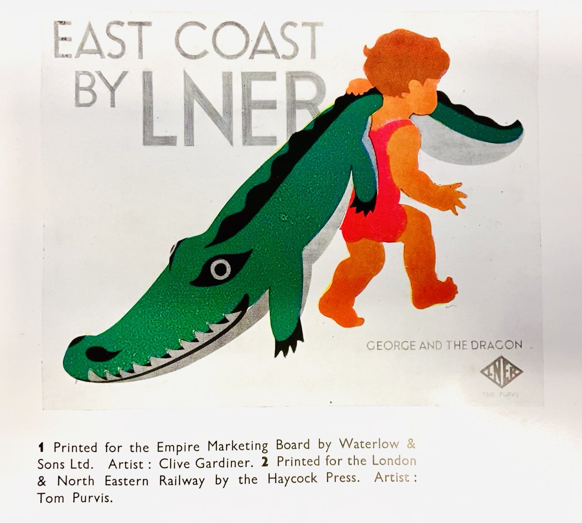stbridefdn's tweet photo. Not the best photo, admittedly, but an excellent advert from 1935 for LNER’s East Coast line.  We’ll be taking the library crocodile to the beach when lockdown is over! Find more Tom Purvis designs on SMG https://t.co/xE4I9XyOBb
#lithograph #crocodile #TomPurvis https://t.co/cjsDvgvQwg