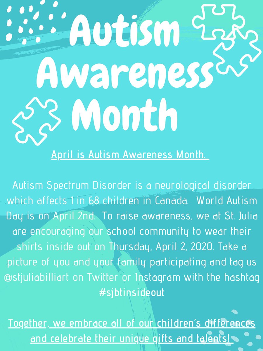 St. Julia CES (@stjuliabilliart) on Twitter photo We can’t wait to see all of your awesome posts on April 2nd! #sjbtinsideout #insideout4autism <a href="/ycdsb/">York Catholic District School Board</a> <a href="/laurasawicky/">Laura Sawicky</a> <a href="/abfalconi/">Ab Falconi</a> <a href="/ecker_james/">James Ecker</a> <a href="/AutismONT/">Autism Ontario</a> We can’t wait to see all of your awesome posts on April 2nd! #sjbtinsideout #insideout4autism <a href="/ycdsb/">York Catholic District School Board</a> <a href="/laurasawicky/">Laura Sawicky</a> <a href="/abfalconi/">Ab Falconi</a> <a href="/ecker_james/">James Ecker</a> <a href="/AutismONT/">Autism Ontario</a>