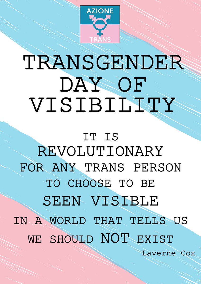 MarrazzoFab's tweet photo. Oggi si celebra il #TDoV - Transgender Day of Visibility
Per le persone Trans la visibilità è un elemento fondamentale, ed il mio pensiero va ai molti che in questi giorni di quarantena #CoronaVirus non possono essere se stessi.
#AzioneTrans @gaycenter_it #TRANS #COVID19italia https://t.co/SEPaCVthiw