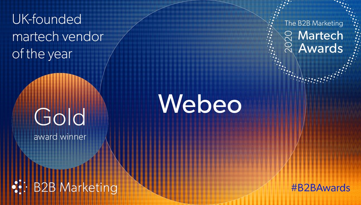 MarketingB2B's tweet photo. The gold for UK-founded martech vendor of the year goes to personalisation platform @Webeo_Global! Congratulations! 🥇

#B2BAwards https://t.co/xJlELBR5BG