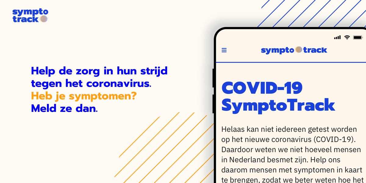 Help de zorg in hun strijd tegen het coronavirus. Doe je mee? Heb je symptomen? Meld je symptomen of die van een ander via symptotrack.org. En deel vragenlijst met je netwerk! #COVID19 #coronavirus #coronavirusnederland #zorgvoorelkaar #blijfthuis #RIVM #FlattenTheCurve