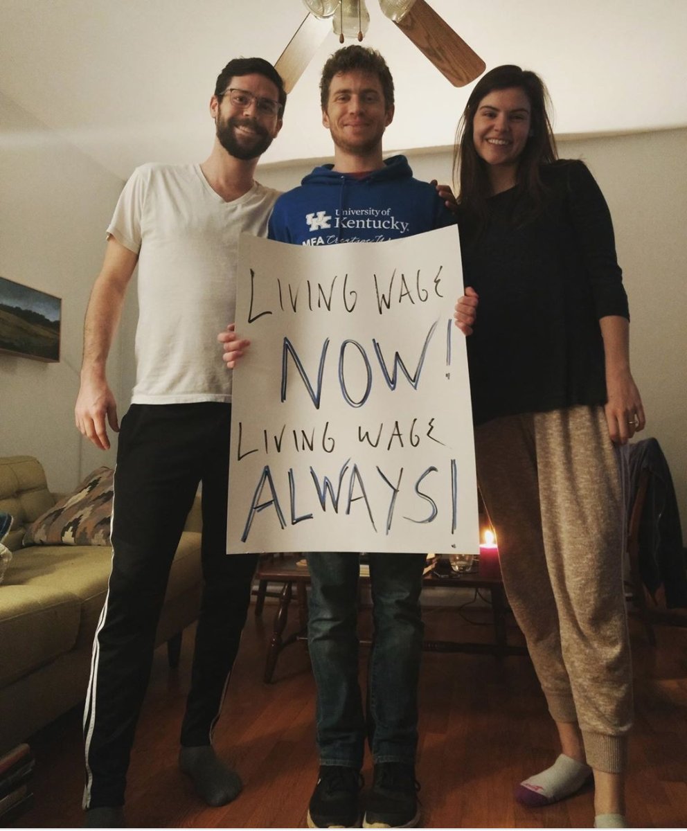 CampusWorkers's tweet photo. Hey there @KentuckyUcw!! Living Wage NOW! Living Wage ALWAYS! #equalpayday #HealthyFairCampus #NowMoreThanEver15
#CampusSafetyNet #PeopleFirstCampus https://t.co/NPMN1mrqg9