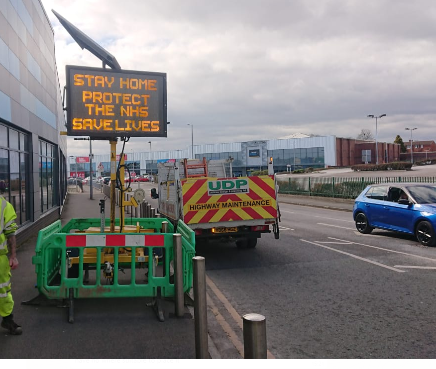 UdpLtd's tweet photo. Our Traffic Management Team assisting Salford City Council deliver vital messages.
#stayhome #ProtectTheNHS #Salford #Trafficmanagement https://t.co/TVueuWqjW5