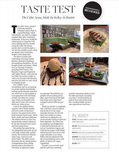 LifeinNWKelley's tweet photo. If only I'd know that my meal at @TheCelticArms would be the last time I went to a restaurant for so long! Check out what I ate and what I thought in the latest issue of @LifeinNW #tastetest #northwales #mold #northop #restaurantreview #misseatingout #restaurant #Aprilissue https://t.co/6ZqJFtVrxm
