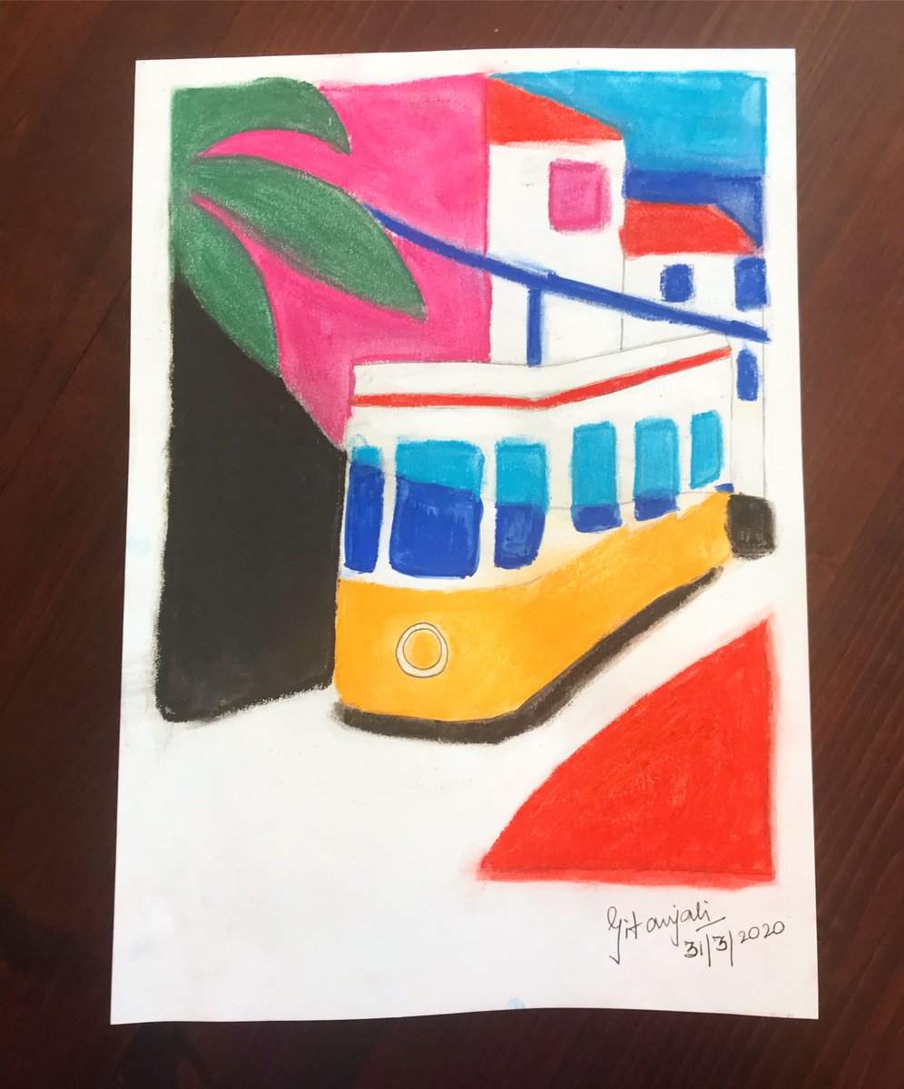 An art journal of the quarantine weeks (paraphrasing Daniel Defoe). Painting number 2.

Tram 28 to Alfama, pastels on paper.

#Lisbon #artinthetimeofcorona #CoronaQuarantine #lockdown #StayHomeSavesLives 
<a href="/IndiainPortugal/">India in Portugal</a>