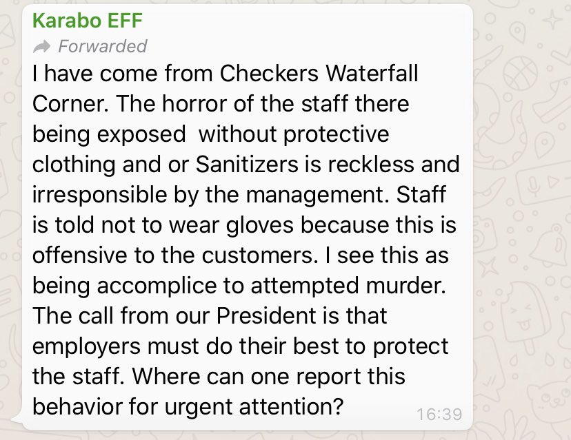 Can the decision makers intervene in this situation urgently? This is Checkers at Waterfall Mall