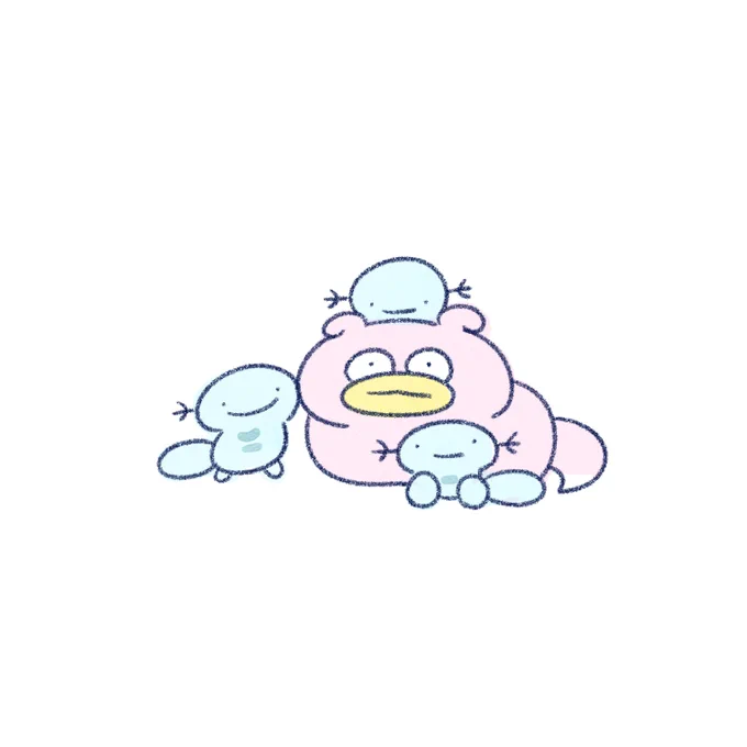 ウパーに絡まれるヤドン 
