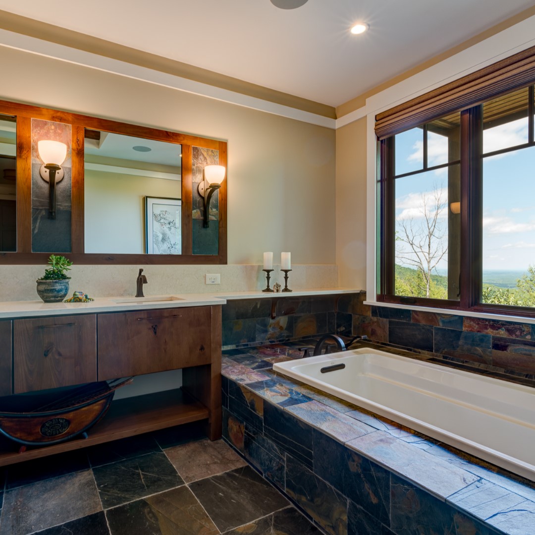 ACMDesign's tweet image. It's Tile Tuesday! We can't stop looking at this beautiful tiled tub surround and flooring! That view's not too shabby either 😉
- 
#tiletuesday #acmdesign #architect #interiordesigner #828isgreat #views #mountainhome #beautiful #tub #bathroom #mountains #love #home #custom
