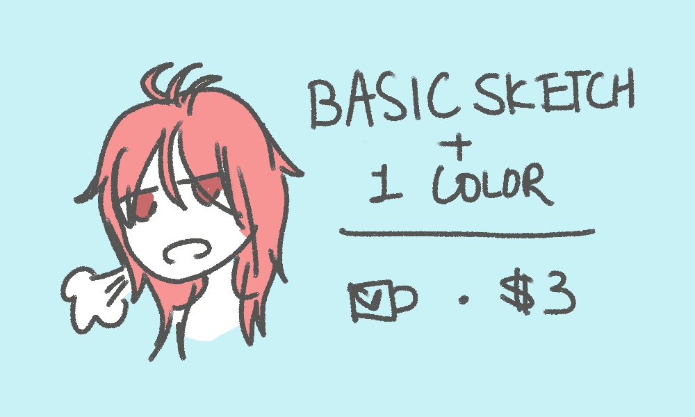 uhh hello!! decided to add some cheaper/quicker options that have lineart hehe. just send me your twitter @/character in the ko-fi donation, or dm me!