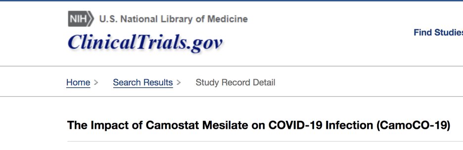 One clinical trial is testing an inhibitor of TMPRSS2, camostat mesylate (CM) at the University of Aarhus ( http://ClinicalTrials.gov  Identifier: NCT04321096) It is a Phase 1/2 Clinical trial (2x100 mg pills 3 times daily for 5 days) PI Ole S Søgaard, MD PhD  #COVID1916/x