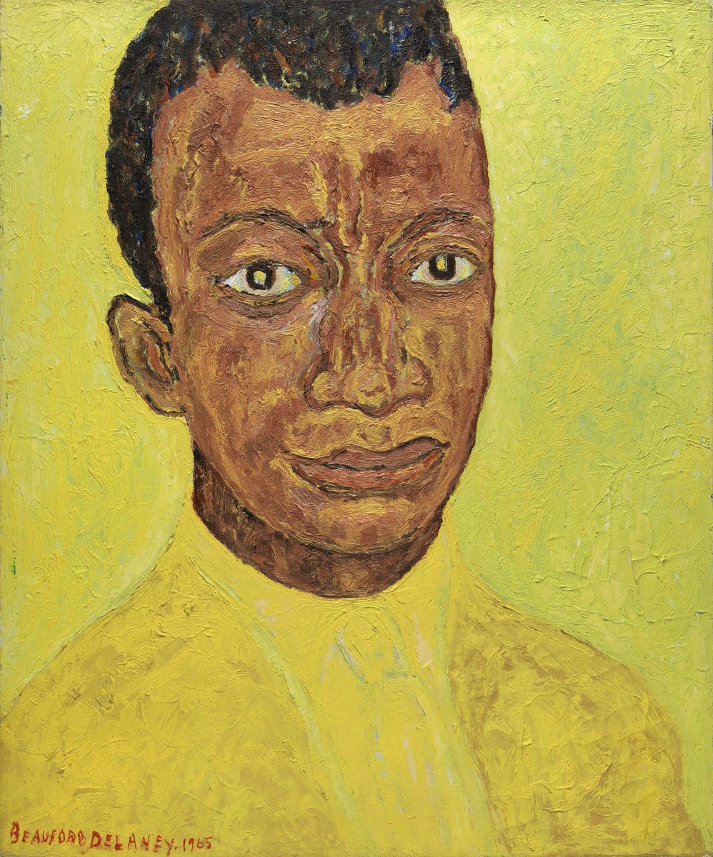 Portraits by gay American painter Beauford Delaney, 1960s, who was involved in the Harlem Renaissance and a mentor to James Baldwin. He began incorporating this distinctive bright yellow into his works after moving to Paris in the 50s.