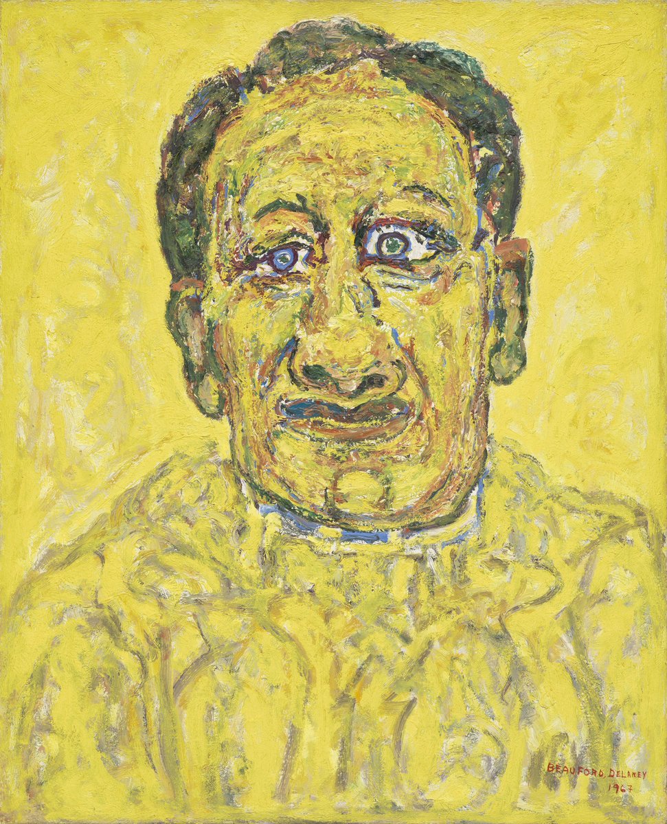 Portraits by gay American painter Beauford Delaney, 1960s, who was involved in the Harlem Renaissance and a mentor to James Baldwin. He began incorporating this distinctive bright yellow into his works after moving to Paris in the 50s.