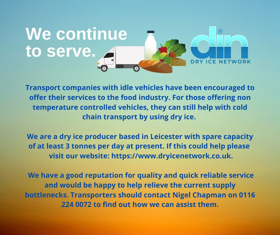 Info to the food and delivery supply chain - happy to help #dryice #foodsupply #coldchain #COVID19