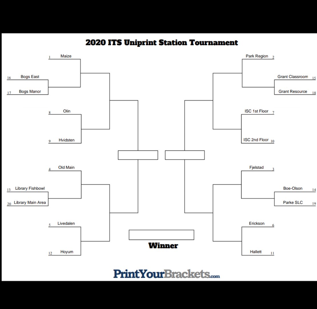 UNIPRINT MARCH MADNESS 

okay so hear me out, we're bored and missing conco and ITS, and it's still kinda march, so it's the perfect time for this... right? 

vote for your favorite Concordia printers in each bracket, may the best printer win 🖨️📄