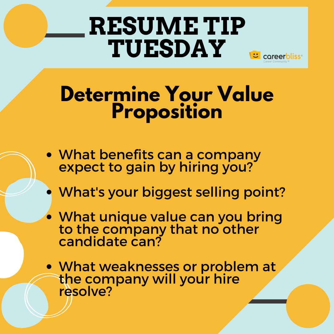 Your Value Proposition should tell a hiring manager, succinctly, why they should hire you over anyone else. Create your value proposition as a short, powerful statement at the top of your resume.

#resume #jobsearch #newjob #dreamjob #careeradvice #resumetips